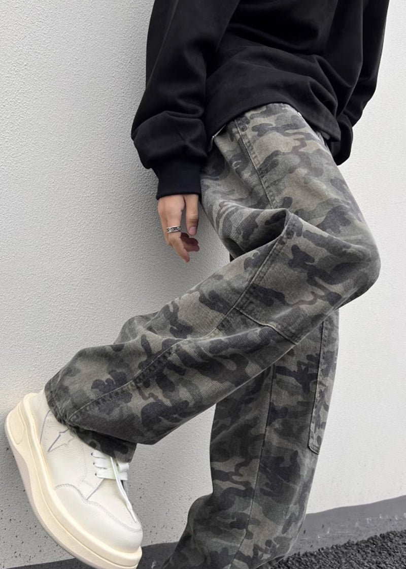 Camouflage Waist Warm High Spring Pockets New Pants Fleece