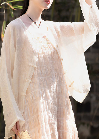 New Chinese Style Coffee Summer Thin Outerwear Cardigan Lk026