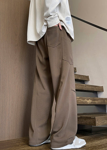 Coffee Pants New Warm Elastic Fleece Waist Pockets Spring