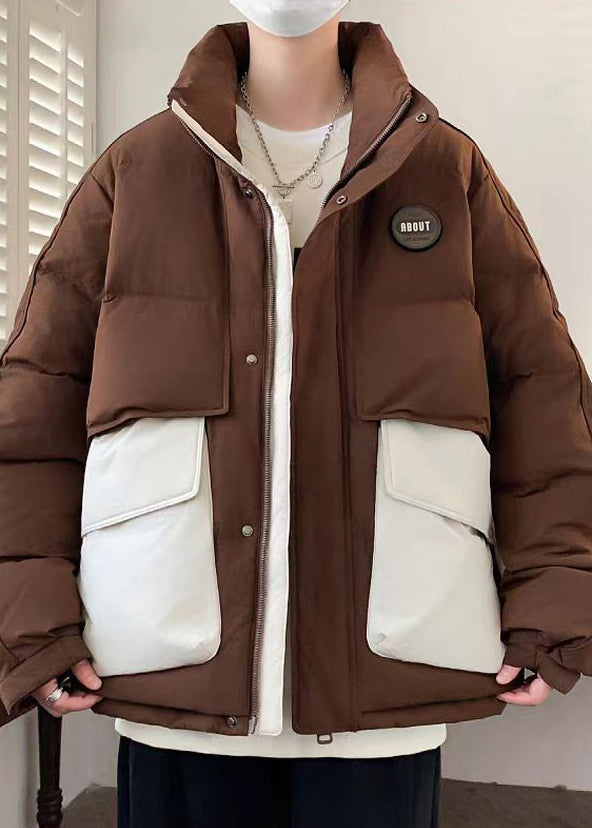 New Coffee Pockets Oversized Patchwork Duck Down Down Coats Winter Rm009