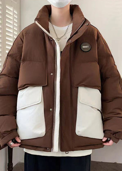 New Coffee Pockets Oversized Patchwork Duck Down Down Coats Winter Rm009