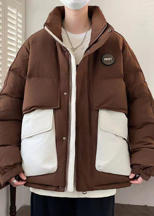 New Coffee Pockets Oversized Patchwork Duck Down Down Coats Winter Rm009