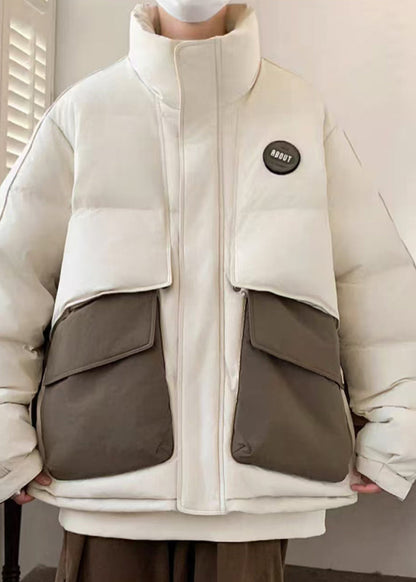 New Coffee Pockets Oversized Patchwork Duck Down Down Coats Winter Rm009