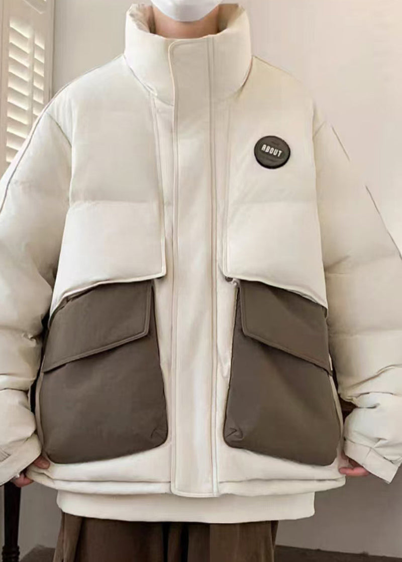 New Coffee Pockets Oversized Patchwork Duck Down Down Coats Winter Rm009