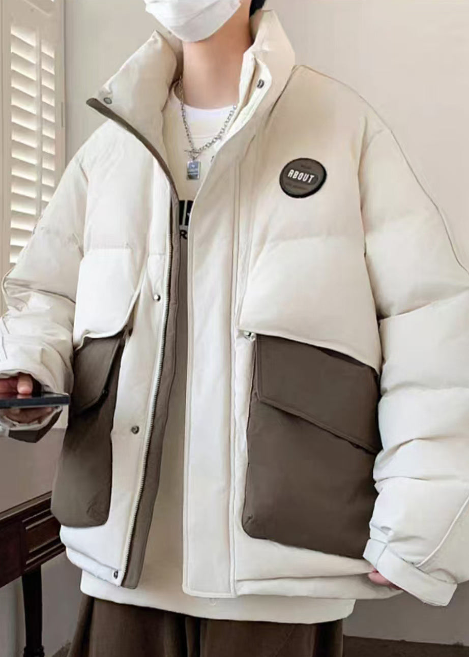 New Coffee Pockets Oversized Patchwork Duck Down Down Coats Winter Rm009