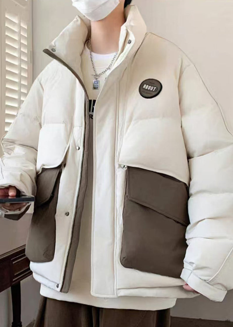 New Coffee Pockets Oversized Patchwork Duck Down Down Coats Winter Rm009