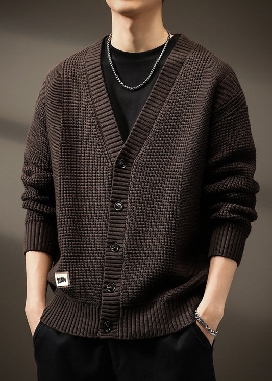 Button Spring Neck New Coffee Cardigans V Knit