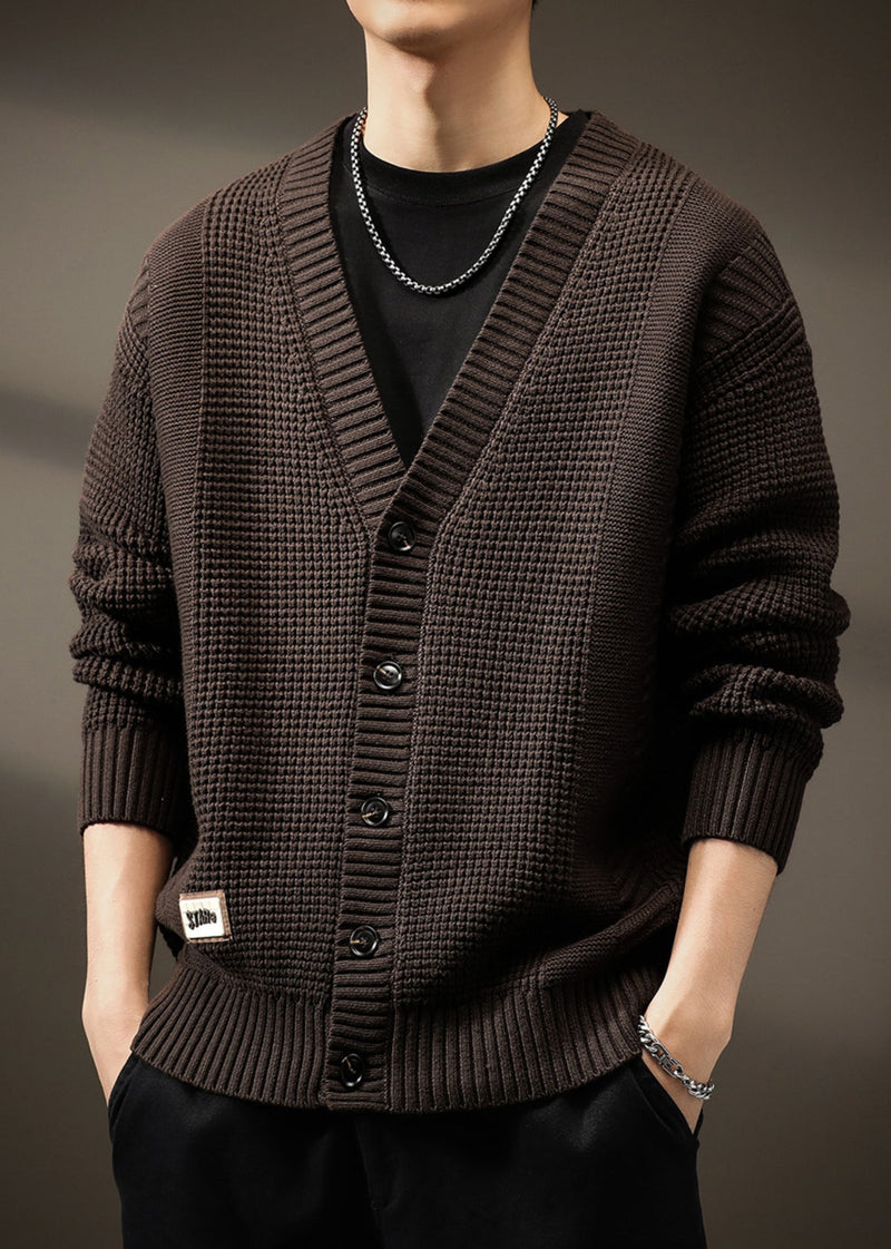 Button Spring Neck New Coffee Cardigans V Knit