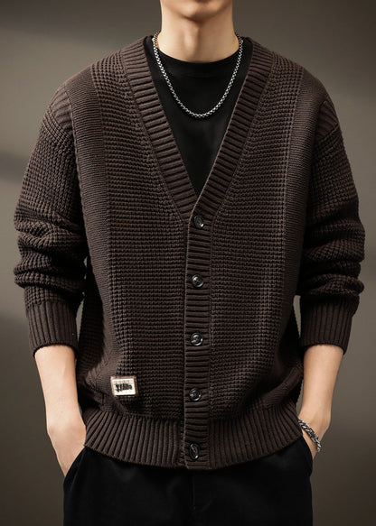 Button Spring Neck New Coffee Cardigans V Knit