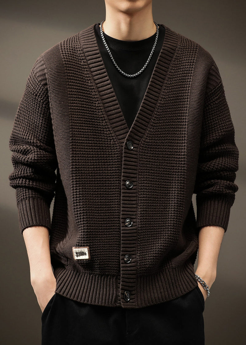 Button Spring Neck New Coffee Cardigans V Knit