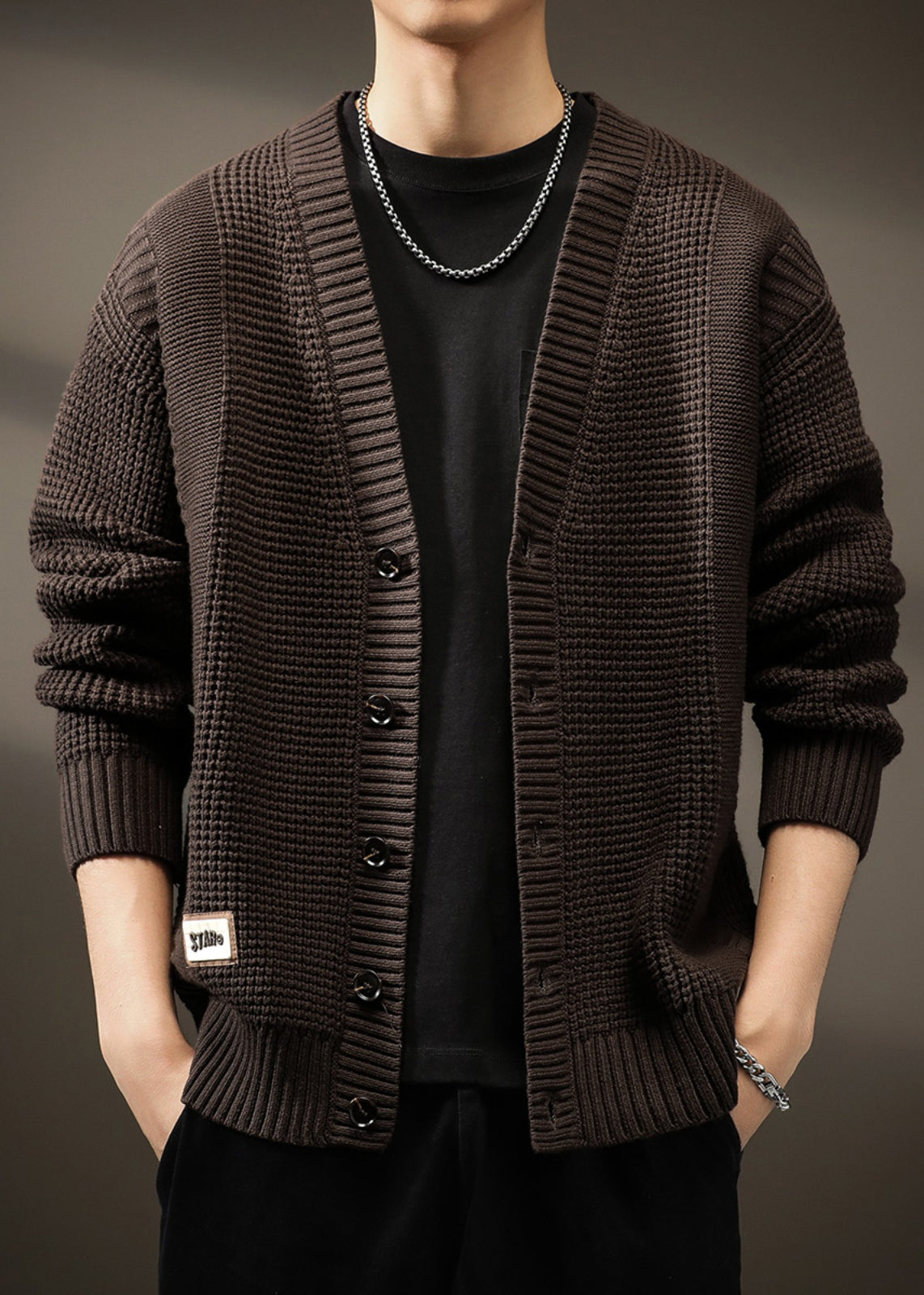 Button Spring Neck New Coffee Cardigans V Knit