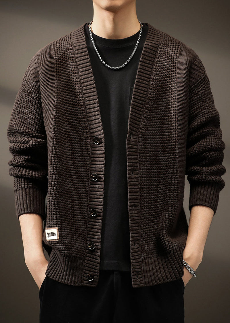Button Spring Neck New Coffee Cardigans V Knit