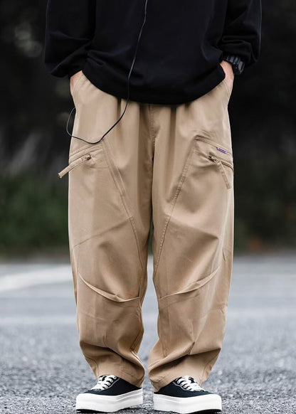 Zip Cotton Pockets Up Spring Dark Pants Gray New