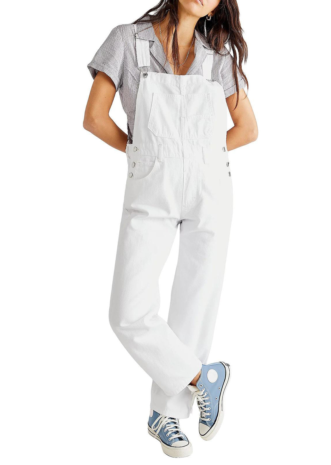 Sleeveless Jumpsuit Denim Design Blue New Pockets Original