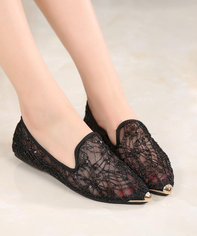 New Blue Breathable Hollow Out Flat Shoes Pointed Toe Xc1052