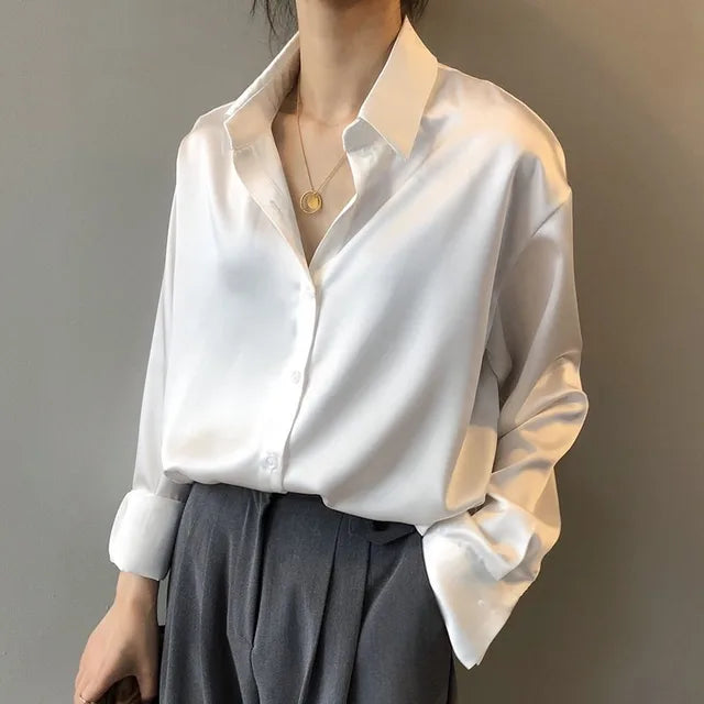 Stella | ’s Long Sleeve Button Down Satin Blouses