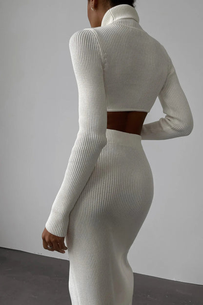 Dressbetty - Autumn Winter Y2k Slim Knitted Set Skirt