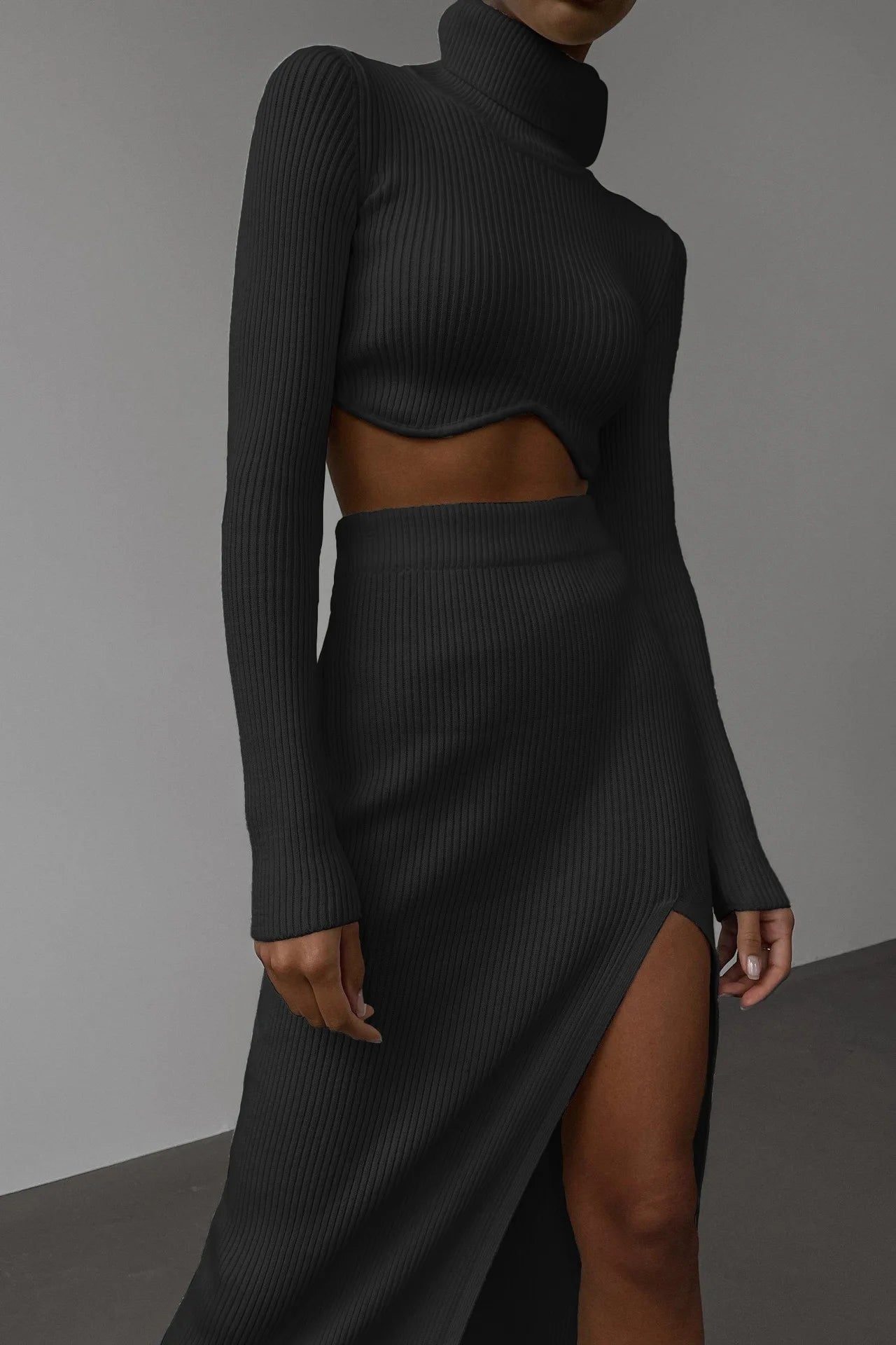 Dressbetty - Autumn Winter Y2k Slim Knitted Set Skirt
