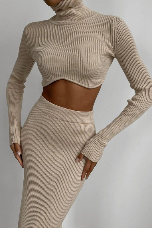 Dressbetty - Autumn Winter Y2k Slim Knitted Set Skirt