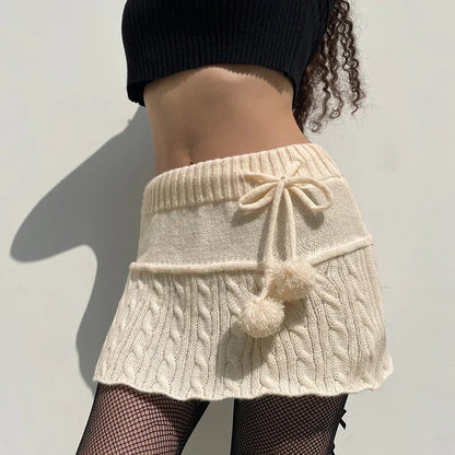 Dressbetty - Knitted Low Waist Preppy Style Skirt