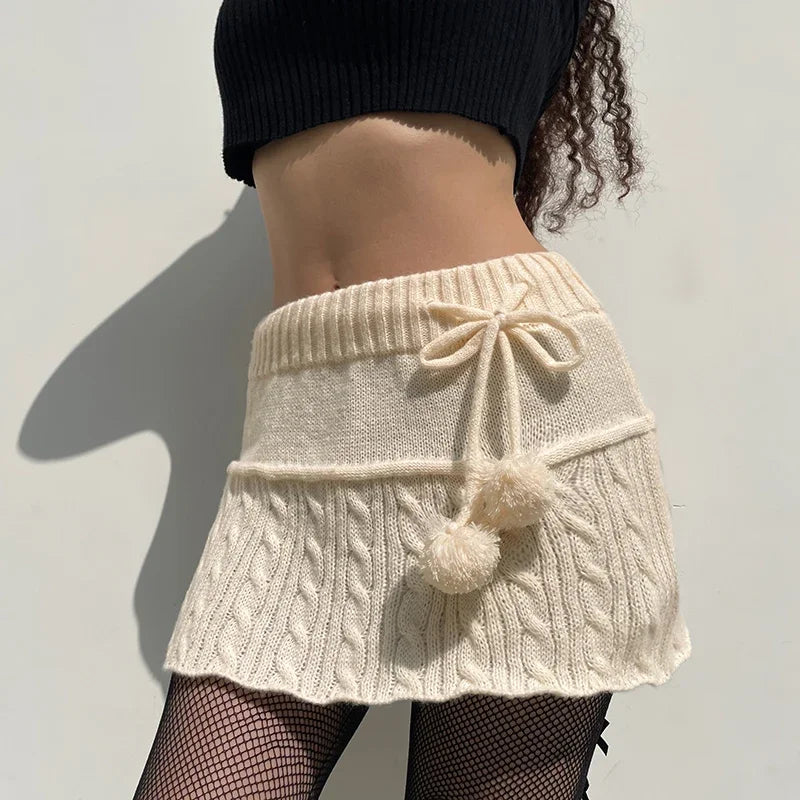 Dressbetty - Knitted Low Waist Preppy Style Skirt