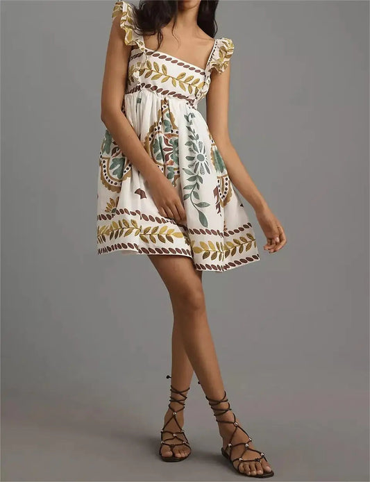 Square Neck Loose Mini Dress