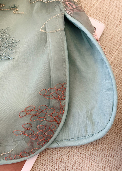 New Green Embroidered Button Tulle Waistcoat Sleeveless Jh061