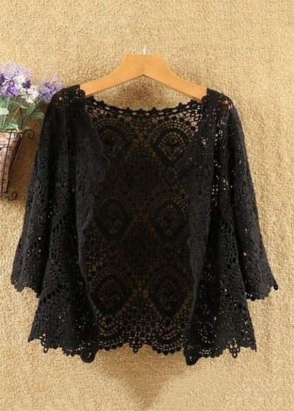 New Green Hollow Out Cotton Knit Cardigans Summer As1056