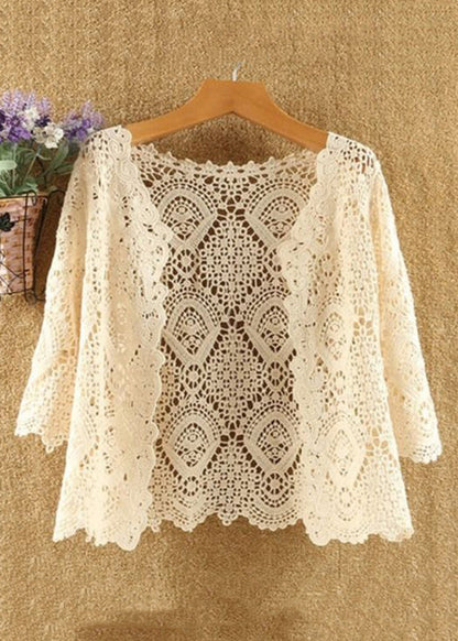New Green Hollow Out Cotton Knit Cardigans Summer As1056