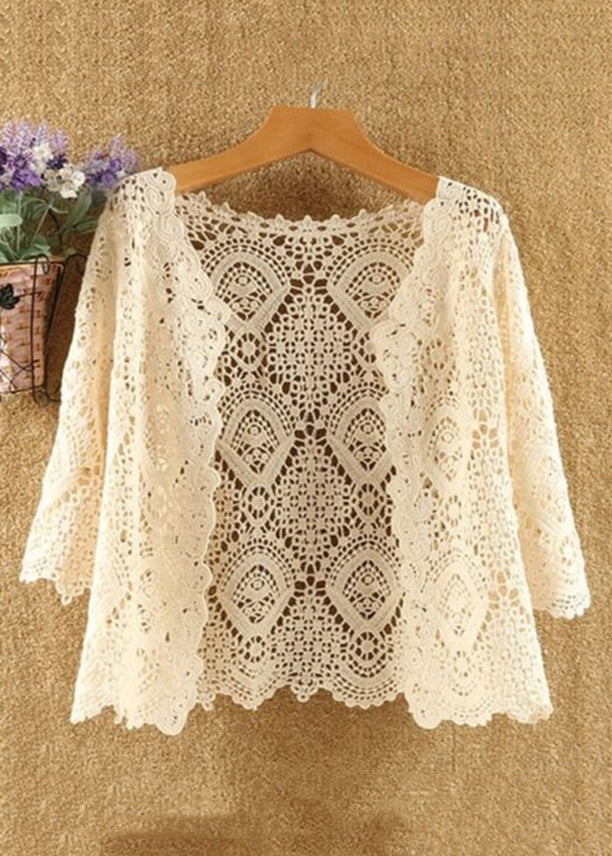 New Green Hollow Out Cotton Knit Cardigans Summer As1056