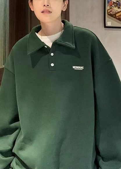 New Sweatshirts Print Tc024 Cotton Spring Button Green