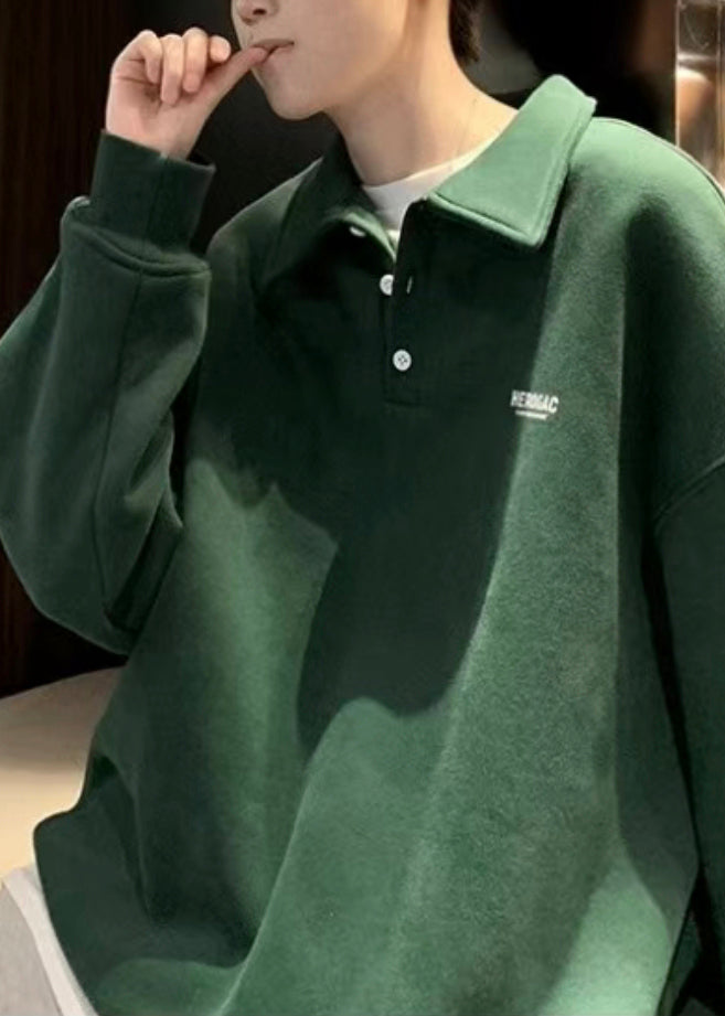 New Sweatshirts Print Tc024 Cotton Spring Button Green