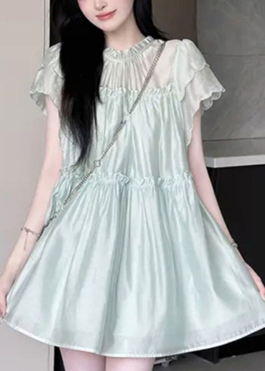 New Green Ruffled Tops and Shorts Two Pieces Set Summer Ab1031