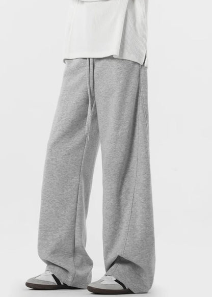 New Grey Lace Up Pockets Warm Fleece Pants Spring Rm064