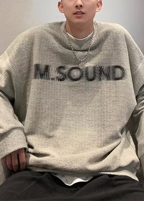 Letter O Cotton Grey Cozy Sweatshirt Neck Spring New