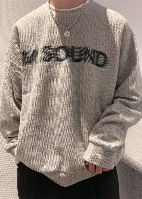 Letter O Cotton Grey Cozy Sweatshirt Neck Spring New