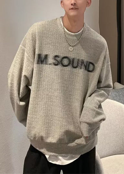 Letter O Cotton Grey Cozy Sweatshirt Neck Spring New