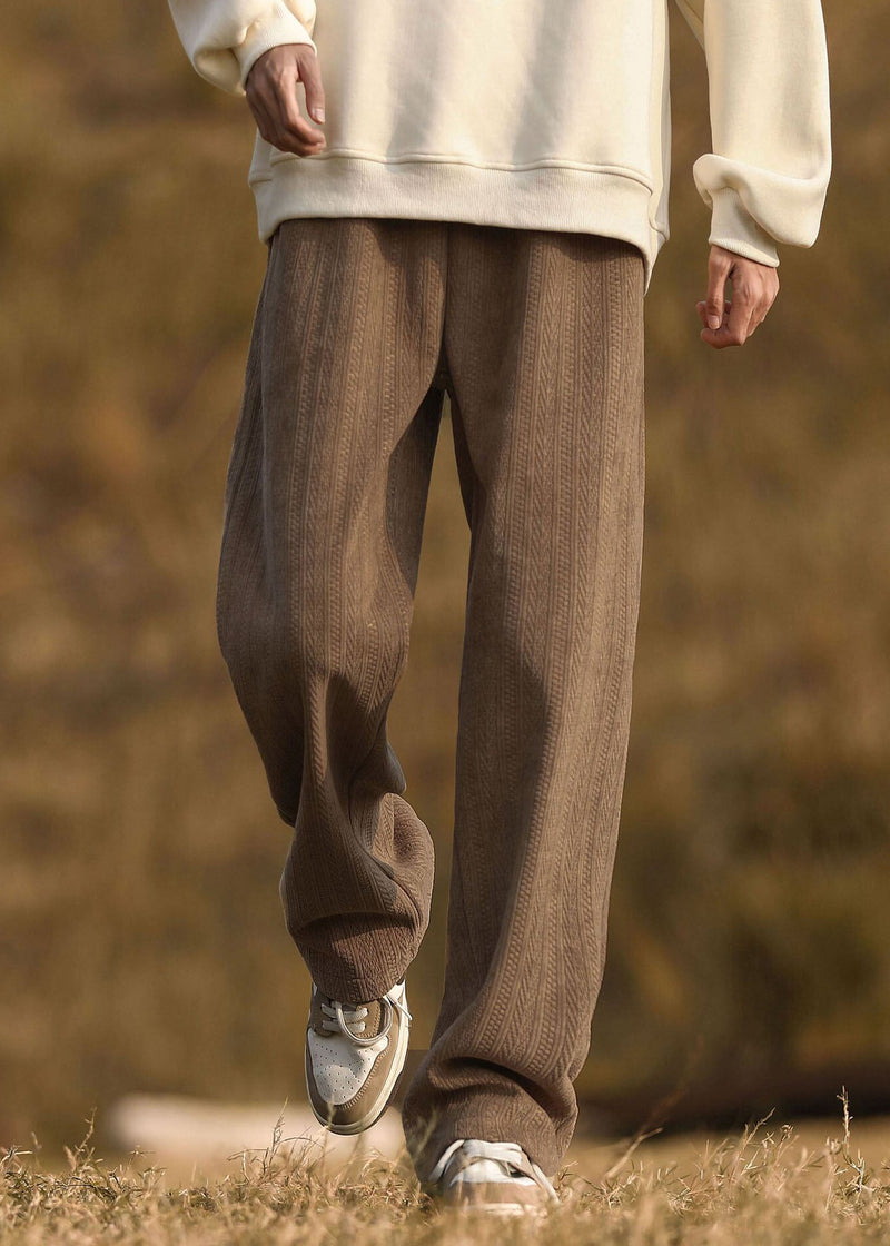 New Grey Pockets Elastic Waist Warm Fleece Pants Spring Rm063