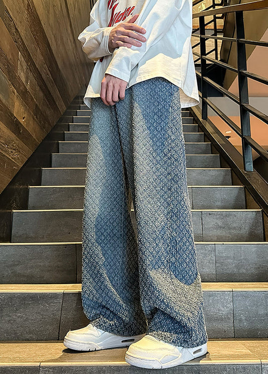 New Jacquard Blue Pockets Denim Pants Summer Sa029
