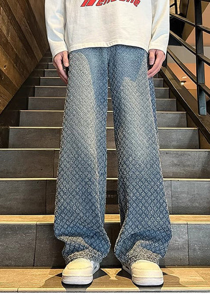 New Jacquard Blue Pockets Denim Pants Summer Sa029