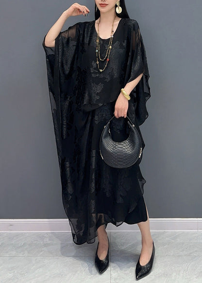 New Jacquard White Silk Maxi Dresses Summer Ay1056