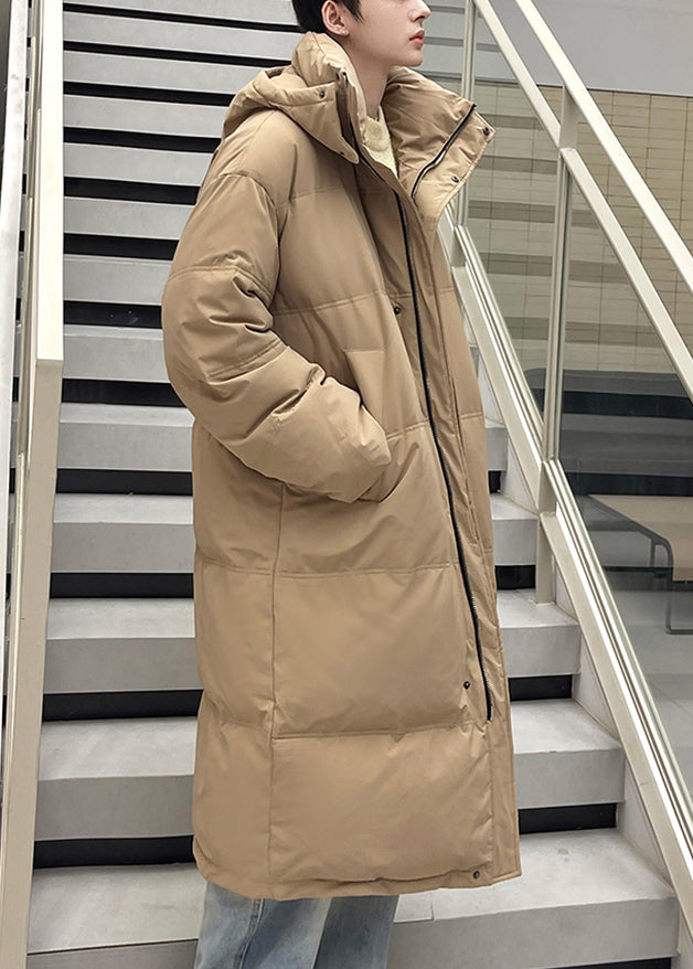 New Khaki Hooded Pockets Duck Down Long Down Coats Winter Rj012
