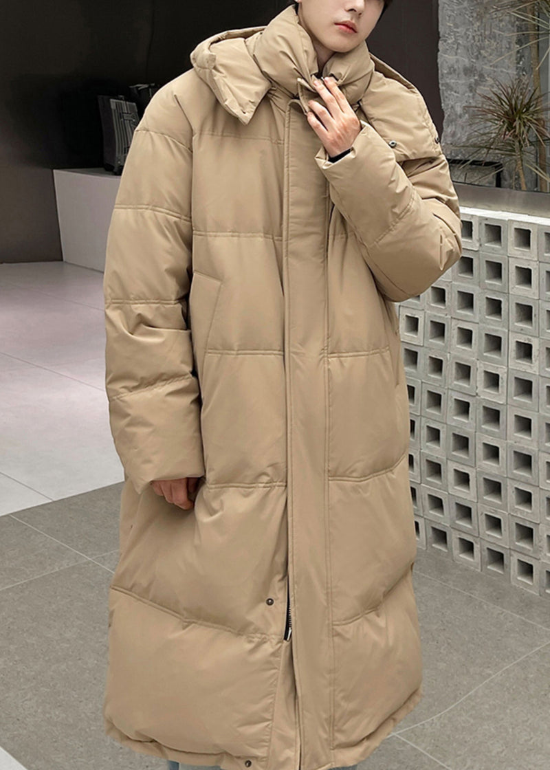 New Khaki Hooded Pockets Duck Down Long Down Coats Winter Rj012