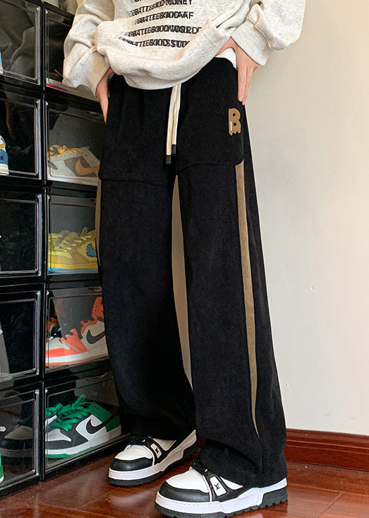 New Khaki Pockets Patchwork Warm Fleece Pants Spring Rm054