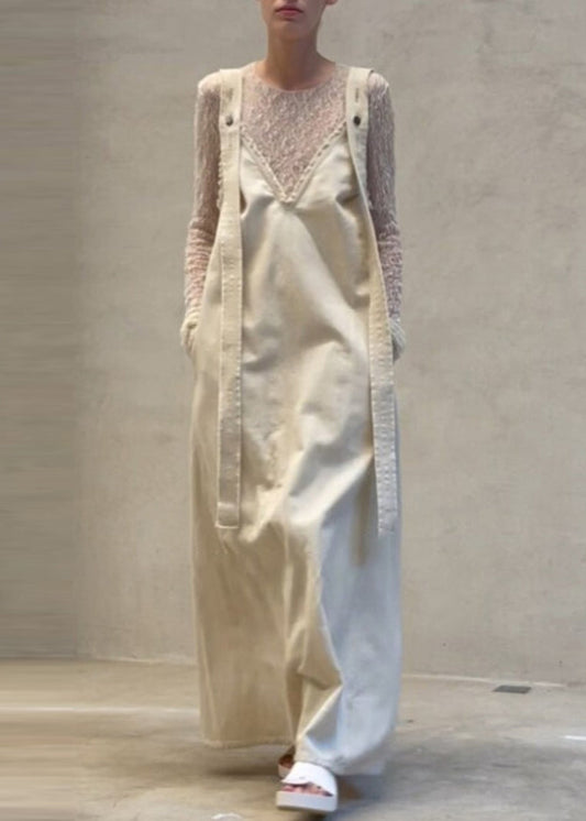 New Lace Top Beige Strap Skirt Two-piece Set for Summer Zl003