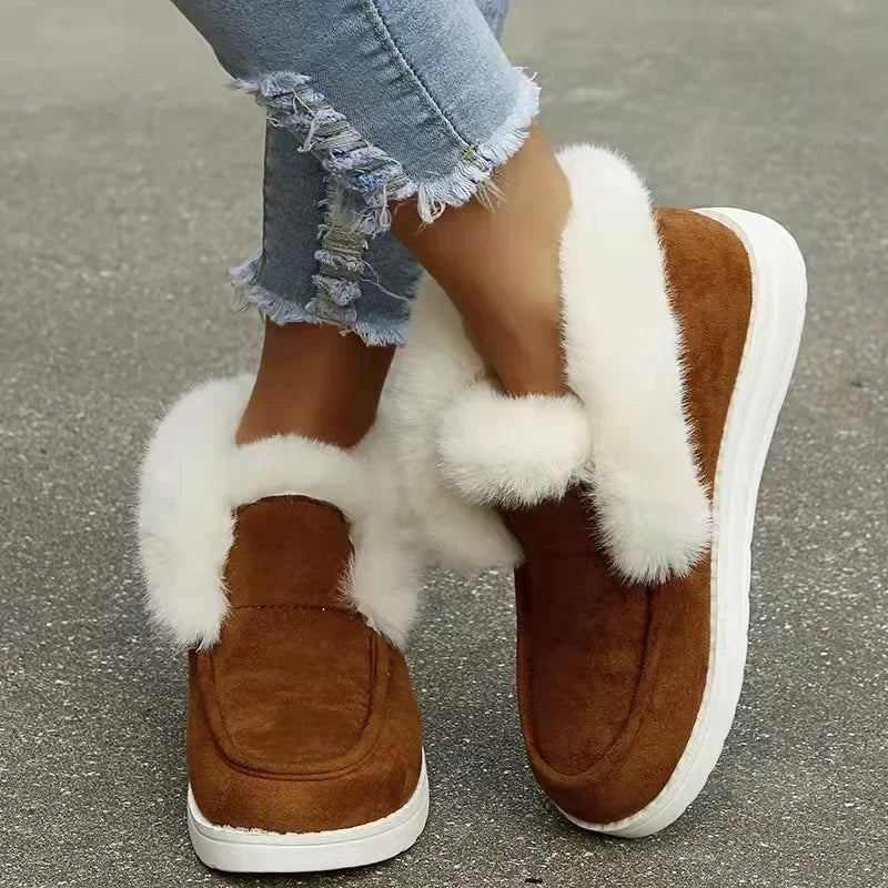 New Comfortable Stylish Slip-on Plush Warm Cozy Ankle Snow Boot