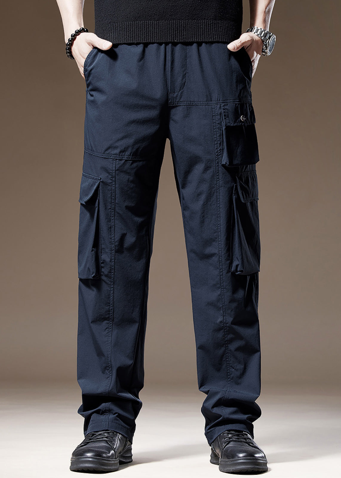 Navy New Pants Pockets Spring Cotton