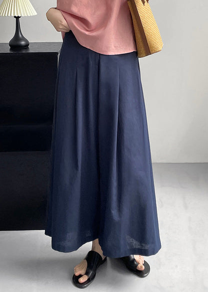 New Orange Pockets Cotton Wide Leg Pants Summer Qe045