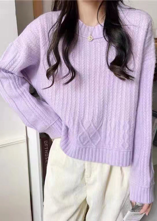 New Peacock Green O Neck Patchwork Cable Knit Sweaters Fall Tu046