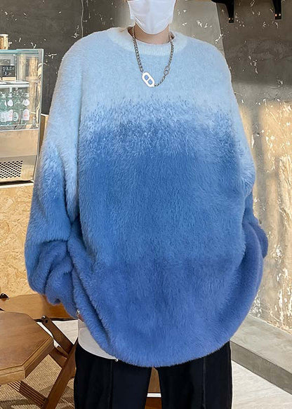 New Pink Gradient Color Thick Mink Hair Knitted Sweaters Fal Qh040
